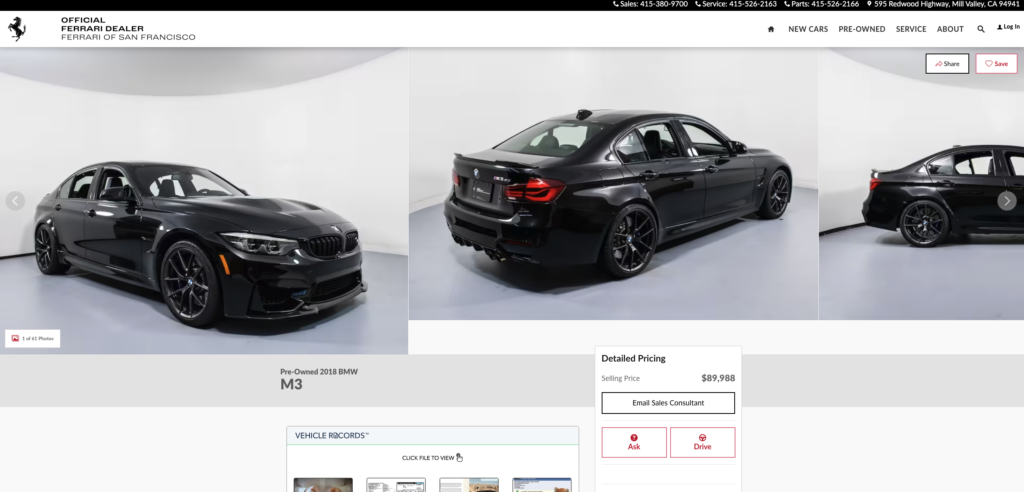 2018 bmw m3 cs bsm black sapphire metallic for sale